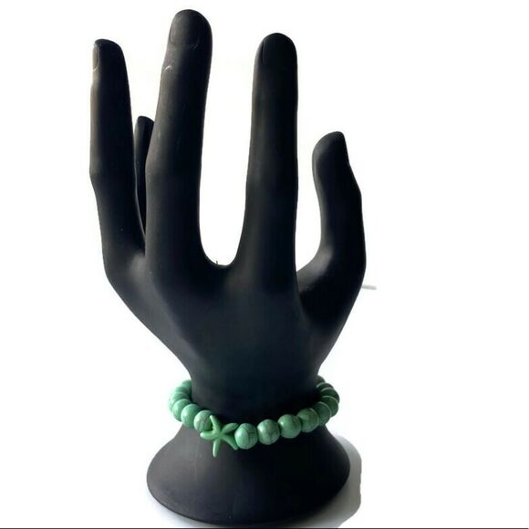 GREEN Marbled Sea StarāBeaded Bracelet OS - Picture 2 of 4